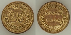 Societe Anonyme brass 25 Centime Token ND (1915) XF, Lec-20. 26.5mm. 4.30gm. From the Engelen Collection of World Coinage

HID09801242017