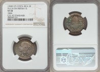 Republic Counterstamped 2 Reales (1849-1857) VF30 NGC, KM94. Type VII (HABILITADA PO EL GOBIERNO around lion in 5mm circle) counterstamp on Great Brit...