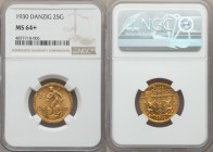 Free City gold 25 Gulden 1930 MS64+ NGC, KM150, Fr-44. Mintage: 4,000. 

HID09801242017