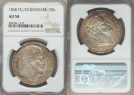 Frederik VII Speciedaler 1848 FK-VS AU58 NGC, Copenhagen mint, KM742. Issued for the Death of Christian VII and Accession of Frederik VII. From the En...