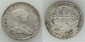 British Colony. George III 3 Guilder 1809 Fine (edge bump, surface hairlines), KM8. 36mm. 23.25gm. Mintage: 10,000. Edge bump and surface hairlines on...