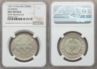 Republic 500 Markkaa 1951-H UNC Details (Spot Removals) NGC, Helsinki mint, KM35. Issued for the 1952 Olympic games and rarest date of two year type. ...