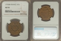 Republic Sol L'An II (1793)-BB AU55 NGC, Strassbourg mint, KM619.4. Nice grade, scarce type. From the Engelen Collection of World Coinage

HID09801242...