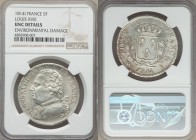 Louis XVIII 5 Francs 1814-I UNC Details (Environmental Damage) NGC, Limoges mint, KM702.6. From the Engelen Collection of World Coinage

HID0980124201...