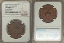 Napoleon III bronze Essai 10 Centimes 1874 UNC Details (Corrosion) NGC, KM-X39, Maz-1768. From the Engelen Collection of World Coinage

HID09801242017