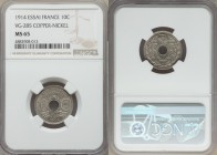 Republic Essai 10 Centimes 1914 MS65 NGC, VG-285. An extremely rare Essai type, here seen in gem uncirculated condition. The last example we could loc...