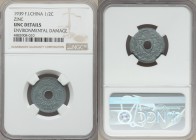 French Colony zinc 1/2 Cent 1939-(a) UNC Details (Environmental Damage) NGC, Paris mint, KM20a, Lec-35. World War II issue. A very difficult type with...