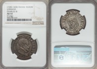 Lorraine. Charles III Teston ND (1545-1608) AU53 NGC, Nancy mint, de Saulcy-Plate XXIII, 6. 9.24gm. From the Engelen Collection of World Coinage

HID0...