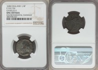 Charles II tin Farthing 1684 UNC Details (Environmental Damage) NGC, KM436.2, S-3395, Peck-532. Very scarce, and the only predecimal base metal Englis...