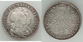 William & Mary 1/2 Crown 1691 VF, KM477. 33mm. 14.86gm. Even gray toning with bold legends and weak centers. From the Engelen Collection of World Coin...