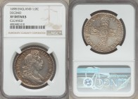 William III 1/2 Crown 1698 XF Details (Cleaned) NGC, KM492.2, S-3494. DECIMO on edge. Golden toning with underlying luster. From the Engelen Collectio...