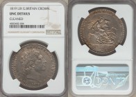 George III Crown 1819-LIX UNC Details (Cleaned) NGC, KM675, S-3787. Silver gray toned with honey-gold lightly layered over a beautiful design of desig...