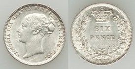 Victoria 6 Pence 1879 AU, KM751.2 No die number present. Choice white and very lustrous. From the Engelen Collection of World Coinage

HID09801242017