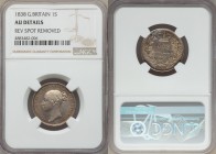 Victoria Shilling 1838-WW AU Details (Reverse Spot Removed) NGC, KM734.1. Light gold and gray toning with bits of luster peeking through. From the Eng...