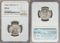 Victoria Shilling 1884 MS62 NGC, KM734.4, S-3907. Victoria Fourth head design without die numbers on reverse. A few contact marks in front of nose on ...