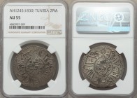 Ottoman Empire. Mahmud II 2 Piastres AH 1245 (1829/30) AU55 NGC, Tunus mint (in Tunisia), KM93. Attractively struck and preserved, light golden patina...