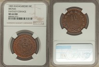 Ranavalona III bronze Fantasy 10 Centimes 1883-E MS64 Red and Brown NGC, KM-X1, Lec-5. Superb example of this fantasy coinage. Violet center toning su...