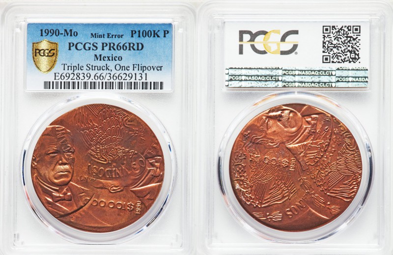 Estados Unidos Mint Error - Triple-Struck Flipover copper Proof Pattern 100000 P...