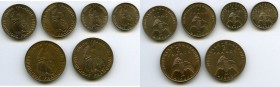 Republic 6-Piece Lot of Uncertified nickel-bronze Assorted Essais UNC, 1) 50 Centimes 1948-(a) - Paris mint, KM-E1. 18mm. 2.49gm. 2) 50 Centimes 1948-...
