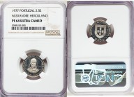 Republic 3-Piece Certified "Alexandre Herculano" Escudo Proof Set 1977 PR64 Ultra Cameo NGC, 1) 2-1/2 Escudos 2) 5 Escudos 3) 25 Escudos Sold as is, n...