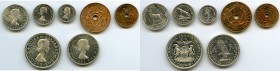 British Colony. Elizabeth II 7-Piece Lot Proof Set 1955 Proof, KM-PS2, Seven coin set including the 1/2 Penny, and Penny in Bronze and the 3-Pence, 6-...
