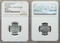 French Colony aluminum Octagonal 5 Centimes Token 1920 MS65 NGC, KM-Tn12, Gad-6. Necessity token issued by the Chamber of Commerce at Rufisque. Quite ...