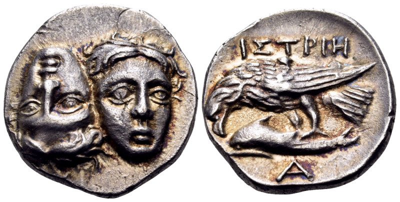MOESIA. Istros. Circa 313-280 BC. Drachm (Silver, 19 mm, 5.09 g, 11 h). Two faci...
