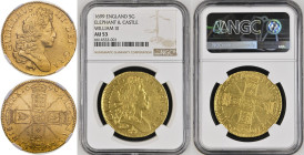 1699 Gold 5 Guineas Elephant & Castle NGC AU 53
