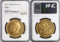 1911 Gold 5 Pounds (5 Sovereigns) Proof NGC PF 65