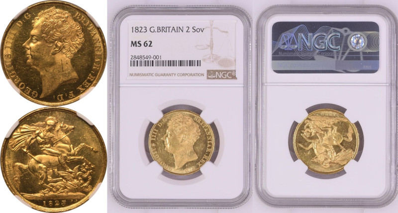 MS 62 | UNITED KINGDOM. George IV, 1820-30. 
Gold 2 Pounds (Double Sovereign), ...