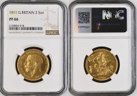 1911 Gold 2 Pounds (Double Sovereign) Proof NGC PF 66