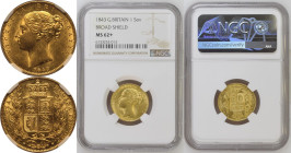 1843 Gold Sovereign NGC MS 62+