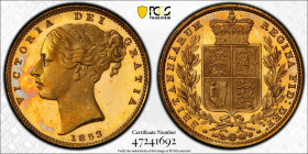 1853 Gold Sovereign Proof Single Finest PCGS PR66 DCAM