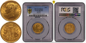 1863 Gold Sovereign Die number PCGS MS62