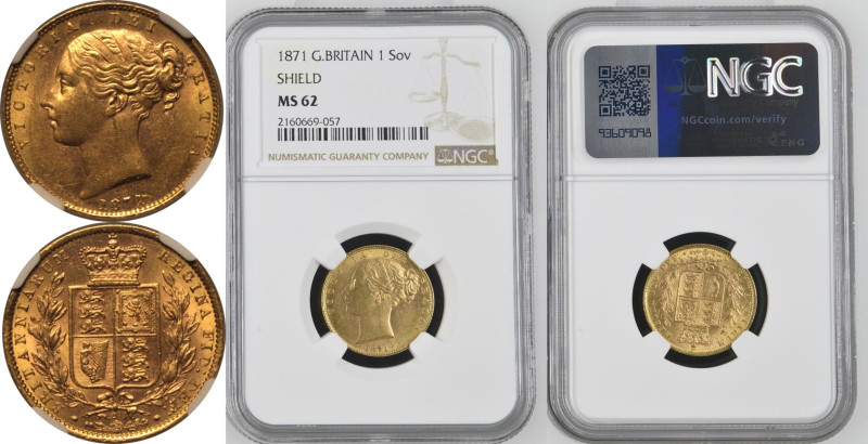 MS 62 | UNITED KINGDOM. Victoria, 1837-1901. 
Gold Sovereign, 1871. London. Shi...
