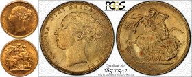 1880 Gold Sovereign Short tail - Small BP PCGS MS63