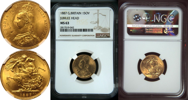 MS 62 | UNITED KINGDOM. Victoria, 1837-1901. 
Gold Sovereign, 1887. London. Ang...