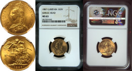 1887 Gold Sovereign Angled J NGC MS 62