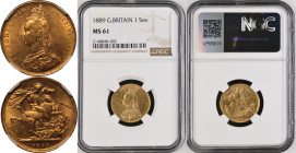 1889 Gold Sovereign Second legend NGC MS 61