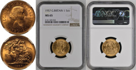 1957 Gold Sovereign NGC MS 65