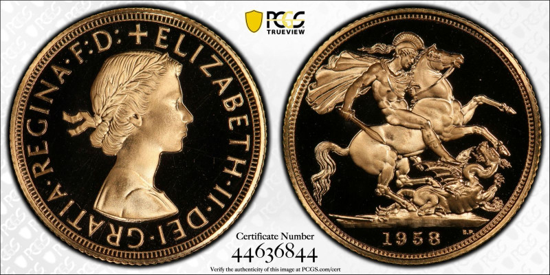 PR69 DCAM | UNITED KINGDOM. Elizabeth II, 1952-2022. 
Gold Sovereign, 1958. Roy...