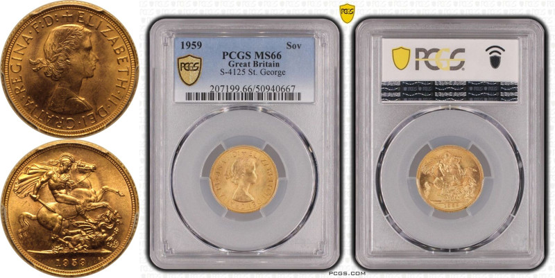 MS66 | UNITED KINGDOM. Elizabeth II, 1952-2022. 
Gold Sovereign, 1959. Royal Mi...