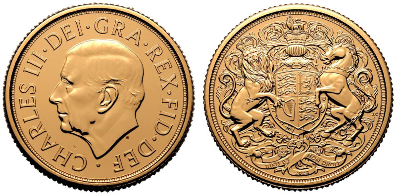 UNITED KINGDOM. Charles III, 2022-. 
Gold Sovereign, 2022. Royal Mint. 
Issued...