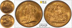 1893 Gold Half-Sovereign Veiled head PCGS MS65