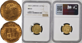 1865 Gold Half-Sovereign NGC MS 61