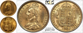 1887 Gold Half-Sovereign Hooked J DISH L503 PCGS Genuine - UNC Details (92 - Cleaned)
