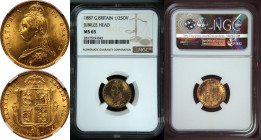 1887 Gold Half-Sovereign Imperfect J DISH L508 NGC MS 65