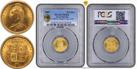1887 Gold Half-Sovereign Hooked J DISH L504 PCGS MS64
