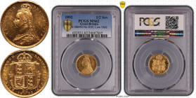 1892 Gold Half-Sovereign No JEB Low shield DISH L516 PCGS MS62