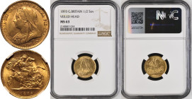 1893 Gold Half-Sovereign Veiled head NGC MS 63